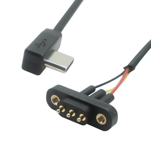 90 Degree USB Type-C Male to 3 Pin Pogo Pin Cable | Custom Pogo Pin Connector Cable Manufacturer