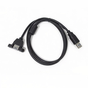 Cable de extensión USB 3.0 macho a hembra con núcleo de ferrita y puerto de montaje en panel con bloqueo de tornillo - Fabricante de cables USB OEM
