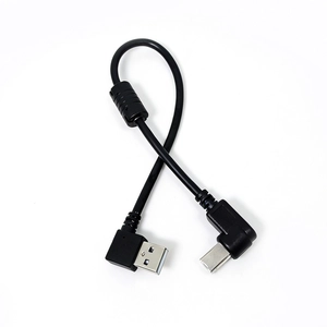 Cable USB-A macho en ángulo recto a Mini USB macho de 5 pines con núcleo de ferrita - Fabricante de cables mini USB cortos con filtro EMI