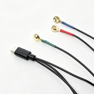 Type-C mannelijk naar 10,0 mm vergulde EEG/ECG-elektrodebekerkabel | Fabrikant van aangepaste medische signaalverwervingskabels