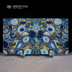 Lastra di agata blu con lamina d'oro all'ingrosso