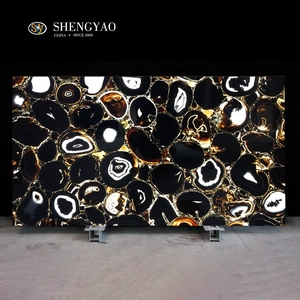 Lastra di pietra semipreziosa agata nera retroilluminata