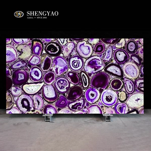 Lastra di pietra semipreziosa di agata viola retroilluminata