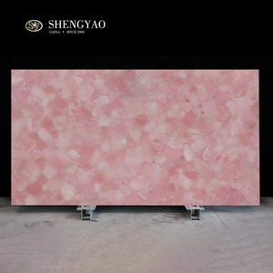 Lastra di pietra semipreziosa del pannello di parete del quarzo rosa di lucidatura