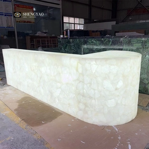 Bancone bar al quarzo retroilluminato in cristallo bianco traslucido | Fabbrica di controsoffitti in pietre preziose in Cina