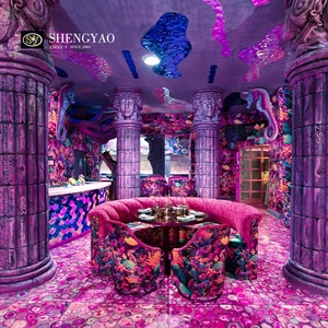 Pavimentazione retroilluminata in pietra di agata rosa per ristorante