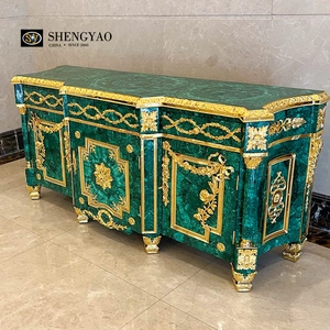Armadietto laterale di lusso in malachite | Mobili in pietra semipreziosa