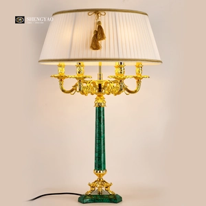 Lampada da tavolo in malachite - Illuminazione di lusso in pietra semipreziosa naturale