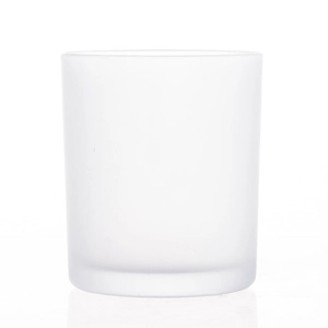 Portavelas de vidrio esmerilado con relleno de cera de 11 oz