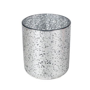 Portavelas de cristal de mercurio plateado para bodas