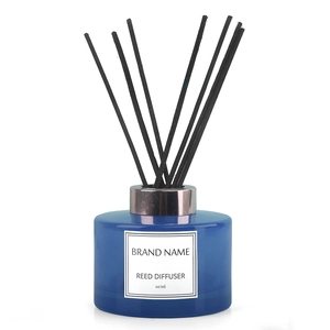 Fragranza d'ambiente Flacone diffusore a lamella in vetro blu 5oz