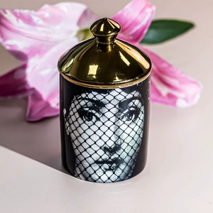 Portacandele in ceramica artigianale con coperchio per candela profumata, gioielli e portachiavi, complemento d'arredo per il soggiorno