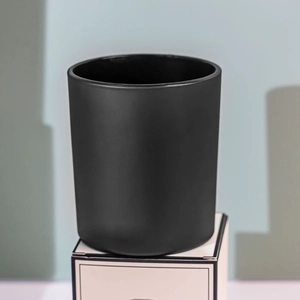 Portavelas de vidrio negro mate de 8 oz para velas perfumadas