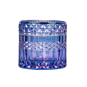 Suministros para velas Frasco de vela de vidrio vacío con aerosoles de colores iridiscentes para velas aromáticas Apple Blue Clover