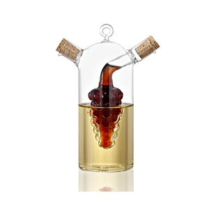 Botella dispensadora de vinagrera y aceite con motivo de uva de vidrio de borosilicato
