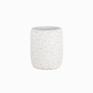 Portavelas de concreto blanco de terrazo de 6 oz