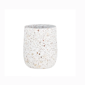 Portavelas de concreto blanco de terrazo de 9 oz