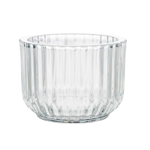 Portavelas de vidrio liso grueso con base curva de 10 oz Patrón texturizado