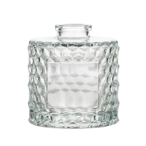 Frasco difusor de vidro lapidado com diamante com área de marca personalizada 6 onças