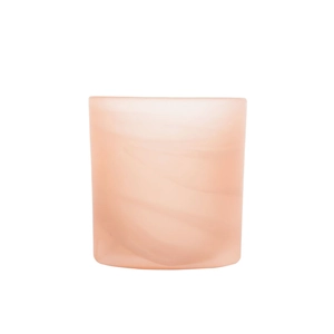 Frasco de vidro fosco para vela votiva portátil rosa redemoinho feito à mão