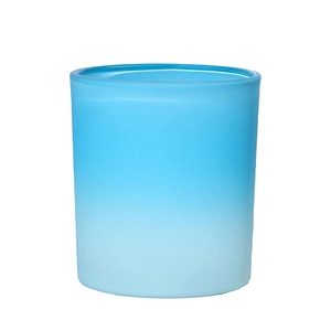 Vidro de vela gradiente fosco azul de 8 onças para aroma Névoa do oceano