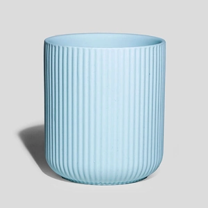 Frascos de porcelana azul claro plissados ​​de 10 onças vazios para velas perfumadas