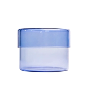 Luxury Borosilicate Glass Candle Jar with Glass Lid Transparent Blue
