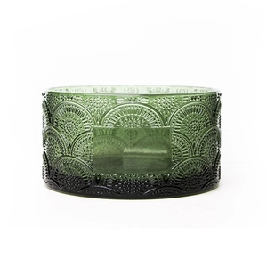 Frasco de vidro de porta-velas de 3 pavios por atacado com moldura em branco