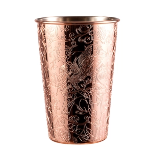 Etched Copper-Plated Stainless Steel Pint Cup
