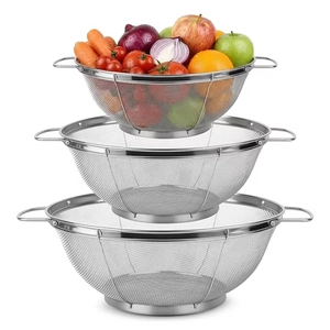 3-Piece Stainless Steel Mesh Colander Set with Handles