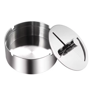 Stainless Steel Rotating Tabletop Ashtray with Lid