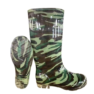 SQ-810 antiderrapante luz impermeável sem segurança barato glitter botas de chuva em pvc camuflagem