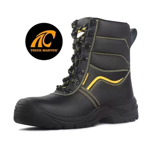 TM3222 sapatos de segurança de couro antifuros com biqueira de aço de cano alto para construção