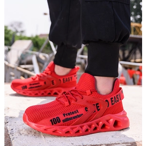 Scarpe antinfortunistiche sportive rosse moda TM262 con punta in acciaio antiforatura per donna