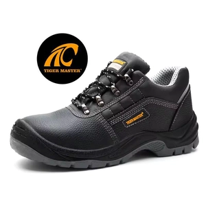TM005L Sapatos de segurança de couro antifuros com biqueira de aço para construção