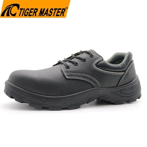 TM010 Sapatos de trabalho de construção de couro preto com entressola de aço de aço de aço