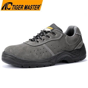 TM3422 Scarpe da lavoro da magazzino antiperforazione in pelle scamosciata grigia con punta larga in acciaio