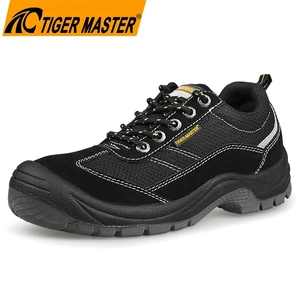 TM3433 Zapatos de seguridad de gamuza negros antipinchazos con punta de acero antideslizante para hombres