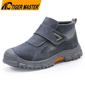 Chaussures de sécurité pour soudage en daim gris TM3469, bout en acier, semelle en caoutchouc anti-perforation
