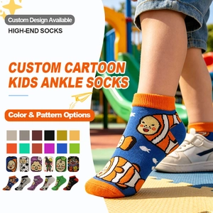 Calcetines tobilleros infantiles con estampado de pez payaso de dibujos animados, calcetines de algodón transpirables y bonitos para niños.