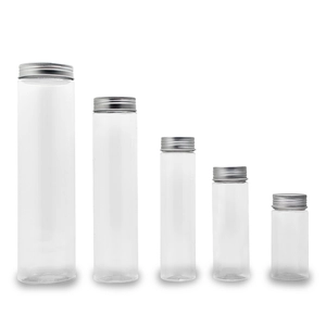 Klare Weithalsflasche 100 ml 200 ml 250 ml 500 ml 1 Liter PET-Kunststoff-Saftflasche