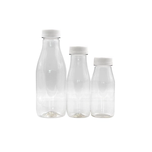 Botella de leche de plástico con tapa