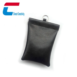 Protector de cuero del protector del bloqueador RFID del llavero del coche de la PU