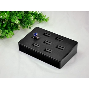 Cina fabbrica personalizzata MDF avvolto in bianco e nero anello visualizzare ecopelle significa contatore del negozio di gioielli e vassoi espositori finestra anello vetrina