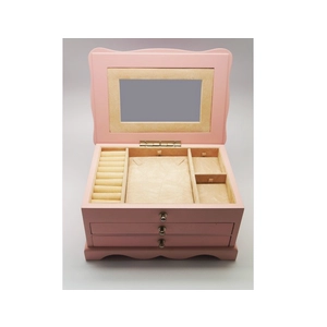 Cina fabbrica MOQ dimensioni e il colore rosa 500 personalizzate astucci per gioielli di orecchini ad anello collana e bracciale imballaggio cofanetto in legno