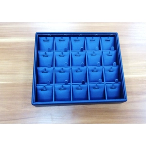 Cina fabbrica di gioielli vassoi personalizzati MDF avvolto con pelle PU blu per gioielleria e armadio vetrina vassoi collana