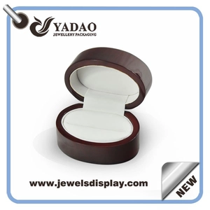 Fábrica china de cajas de madera del anillo, casos del anillo de madera, madera cofres de regalo anillo con almohadilla de silicona para el regalo de la joyería y los favores del partido