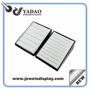 Fabricante chino de bandejas de laca de anillo, blanco bandejas anillo PU, bandejas de visualización anillo de lujo para mostrador de la tienda de joyas y showtrade