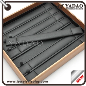 Venta de la fábrica de joyería Display Products Aceptar Personalizar color, bandeja de la exhibición de madera cubierto joyería de cuero de la PU bandeja de la exhibición Tamaño