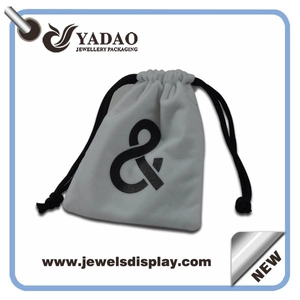 Hochwertige Thick Samt Schmuckbeutel Taschen, weiß Schmuck Beutel, Samt Schmuck Geschenk Beutel für Schmuck Verpackung mit eigenen Logo